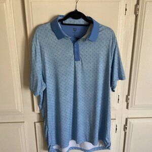 GRAHAM LUXE Golf Polo Shirt Blue Bottle Service Print Performance Men’s XL